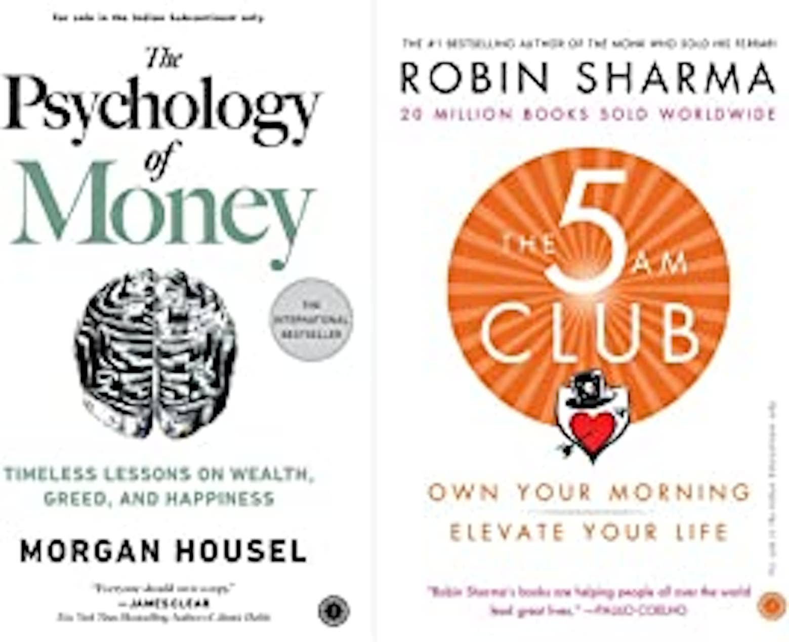 The Psychology of Money+The 5 AM Club: Own Your Morning, Elevate Your Life(Set of 2 Books) - Stationery | Buy online on ZillyBuy