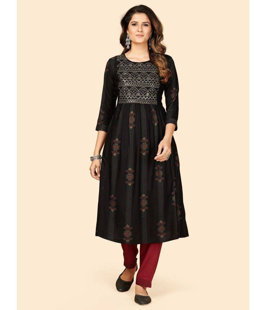    			Vbuyz - Black Cotton Women's Flared Kurti ( Pack of 1 )