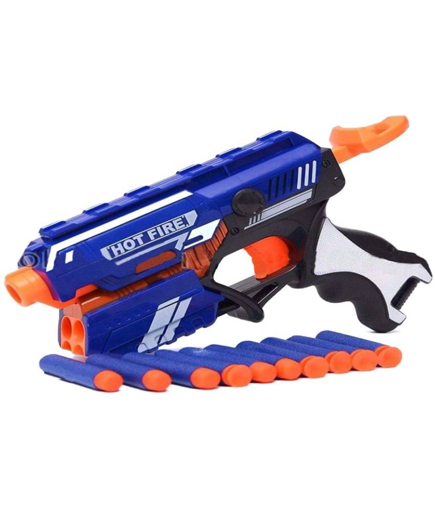     			Villy laze Storm Manual Soft Bullet Gun Toy with 10 Safe Soft Foam Bullets, Fun Target Shooting Battle Fight Game for Kids (Pack of 1, Multicolor)