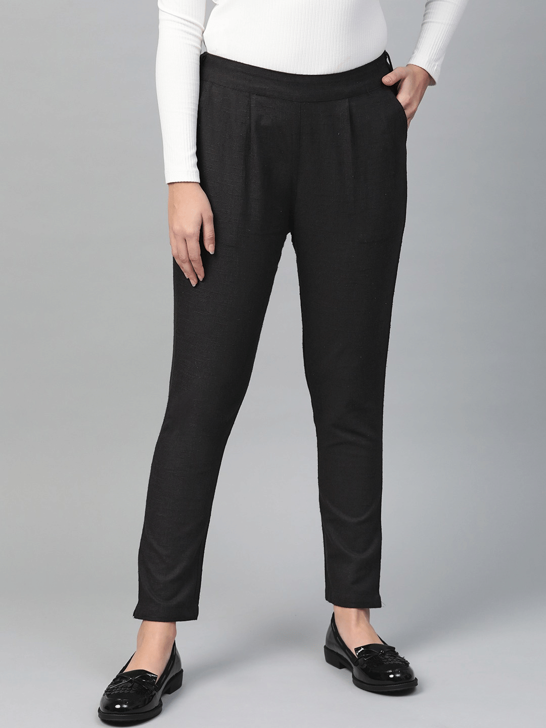 Yash Gallery - Black Cotton Regular Women's Formal Pants ( Pack of 1 ) - Trousers | Buy online on ZillyBuy