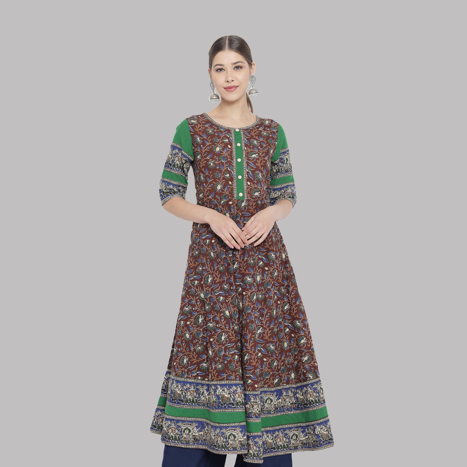 Yash Gallery - Multicolor Cotton Women's Flared Kurti ( Pack of 1 ) - Kurtis, Tunics | Buy online on ZillyBuy