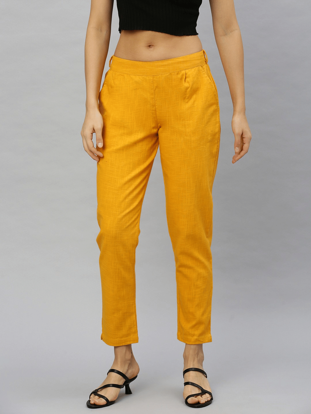    			Yash Gallery - Mustard Cotton Regular Women's Formal Pants ( Pack of 1 )