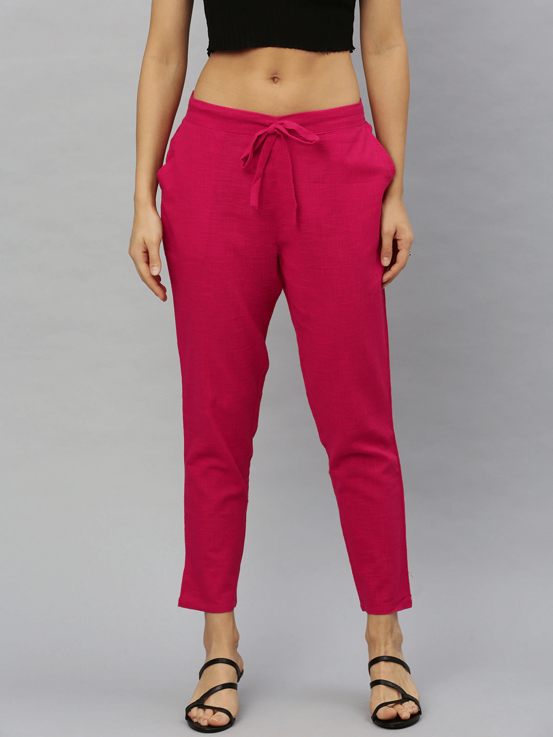 Yash Gallery - Pink Cotton Regular Women's Cigarette Pants ( Pack of 1 ) - Trousers | Buy online on ZillyBuy