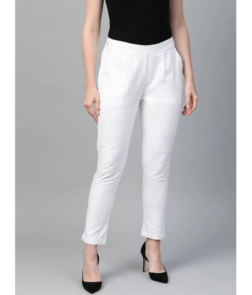Yash Gallery - White Cotton Regular Women's Formal Pants ( Pack of 1 ) - Trousers | Buy online on ZillyBuy