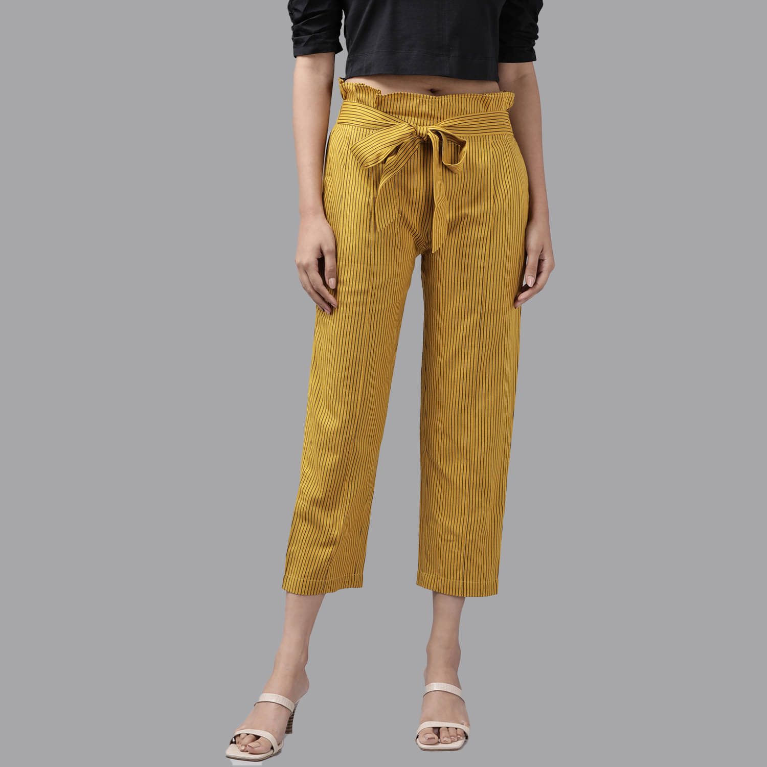     			Yash Gallery - Yellow Cotton Regular Women's Casual Pants ( Pack of 1 )