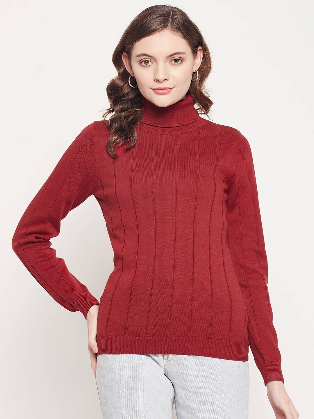 98 Degree North Women Cotton High Neck Pullover ( Red ) 98 Degree North Women Cotton High Neck Pullover ( Red )