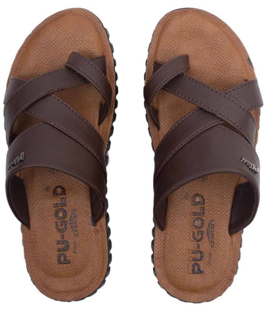     			ASIAN Brown Men's Leather Slipper