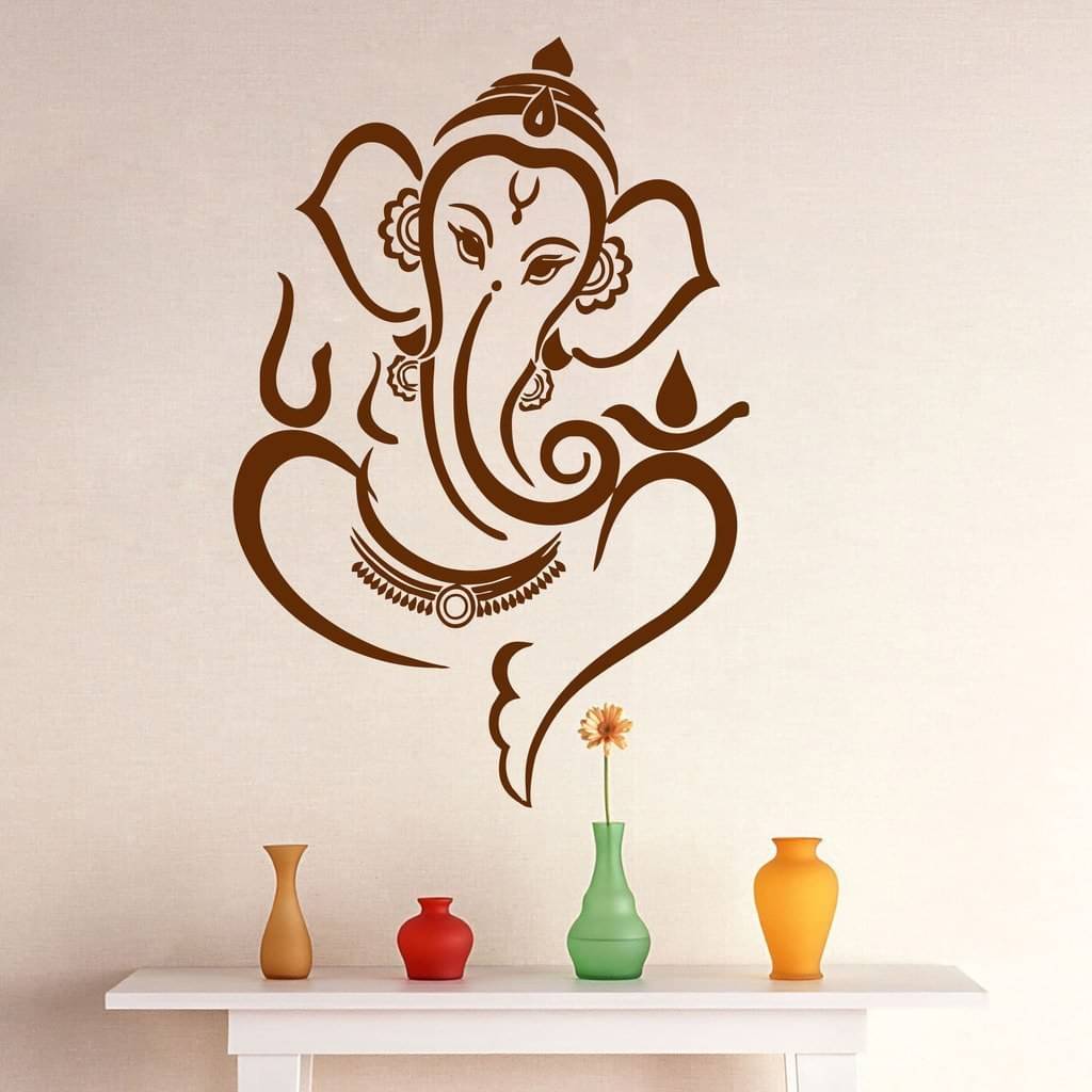     			Asmi Collection Beautiful Brown God Ganesha Wall Sticker ( 100 x 60 cms )