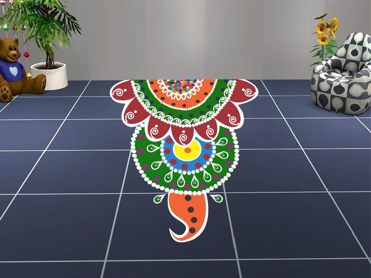 Asmi Collection Beautiful Rangoli Art Floor Sticker ( 65 x 60 cms )     			Asmi Collection Beautiful Rangoli Art Floor Sticker ( 65 x 60 cms )