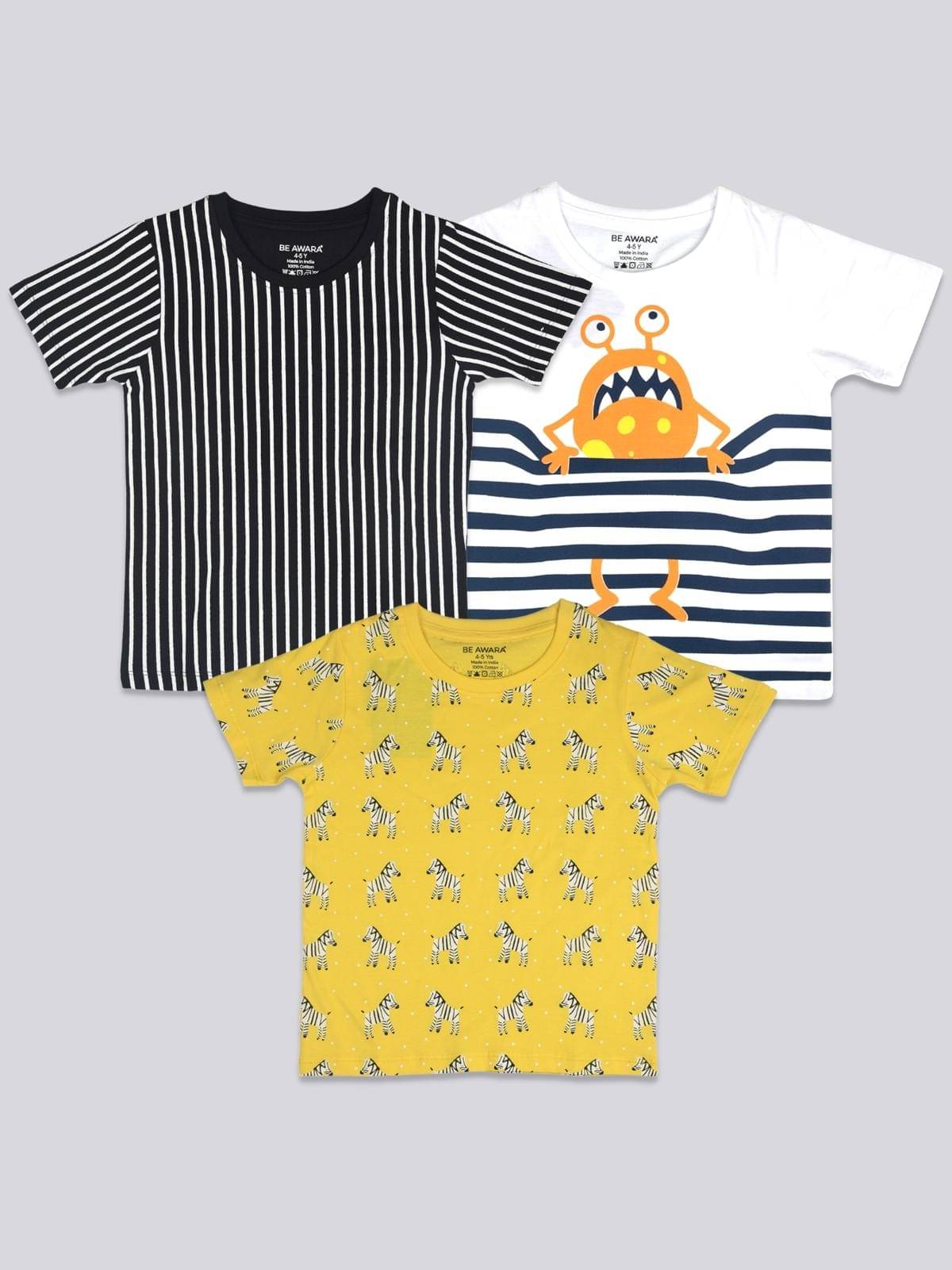     			Be Awara Pack of 3 Unisex for Baby Cotton T-Shirt ( Black )