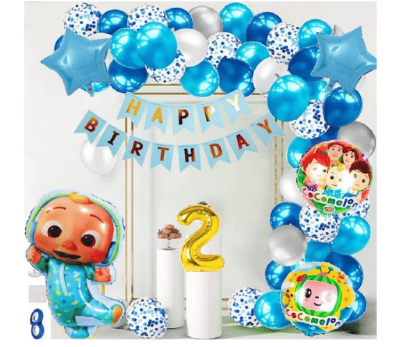     			Blooms  Mall   2 Cocomelon Theme Foil Balloon for Birthday Decoration items & Kit Foil Number in Gold Color For Kids Birthday ,Theme Party Decoration, Happy Birthday Party Supplies, Party Purpose, House Party Decoration  Happy Birthday)