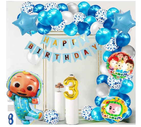     			Blooms  Mall   1 Cocomelon Theme Foil Balloon for Birthday Decoration items & Kit Foil Number in Gold Color For Kids Birthday ,Theme Party Decoration, Happy Birthday Party Supplies, Party Purpose, House Party Decoration  Happy Birthday)