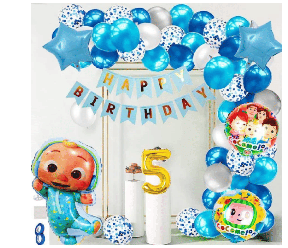     			Blooms  Mall   5 Cocomelon Theme Foil Balloon for Birthday Decoration items & Kit Foil Number in Gold Color For Kids Birthday ,Theme Party Decoration, Happy Birthday Party Supplies, Party Purpose, House Party Decoration  Happy Birthday)