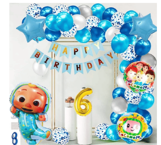     			Blooms  Mall   1 Cocomelon Theme Foil Balloon for Birthday Decoration items & Kit Foil Number in Gold Color For Kids Birthday ,Theme Party Decoration, Happy Birthday Party Supplies, Party Purpose, House Party Decoration  Happy Birthday)