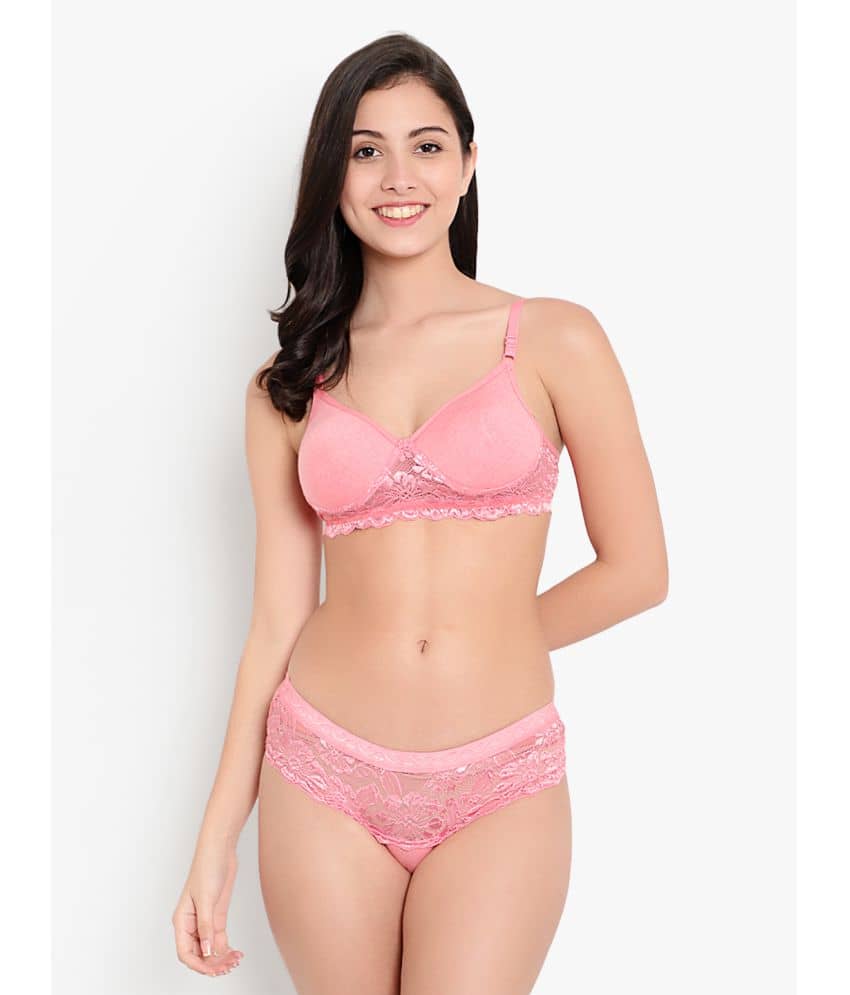 KYODO Lace Women's Bra & Panty Set ( Beige ) Molded Cups