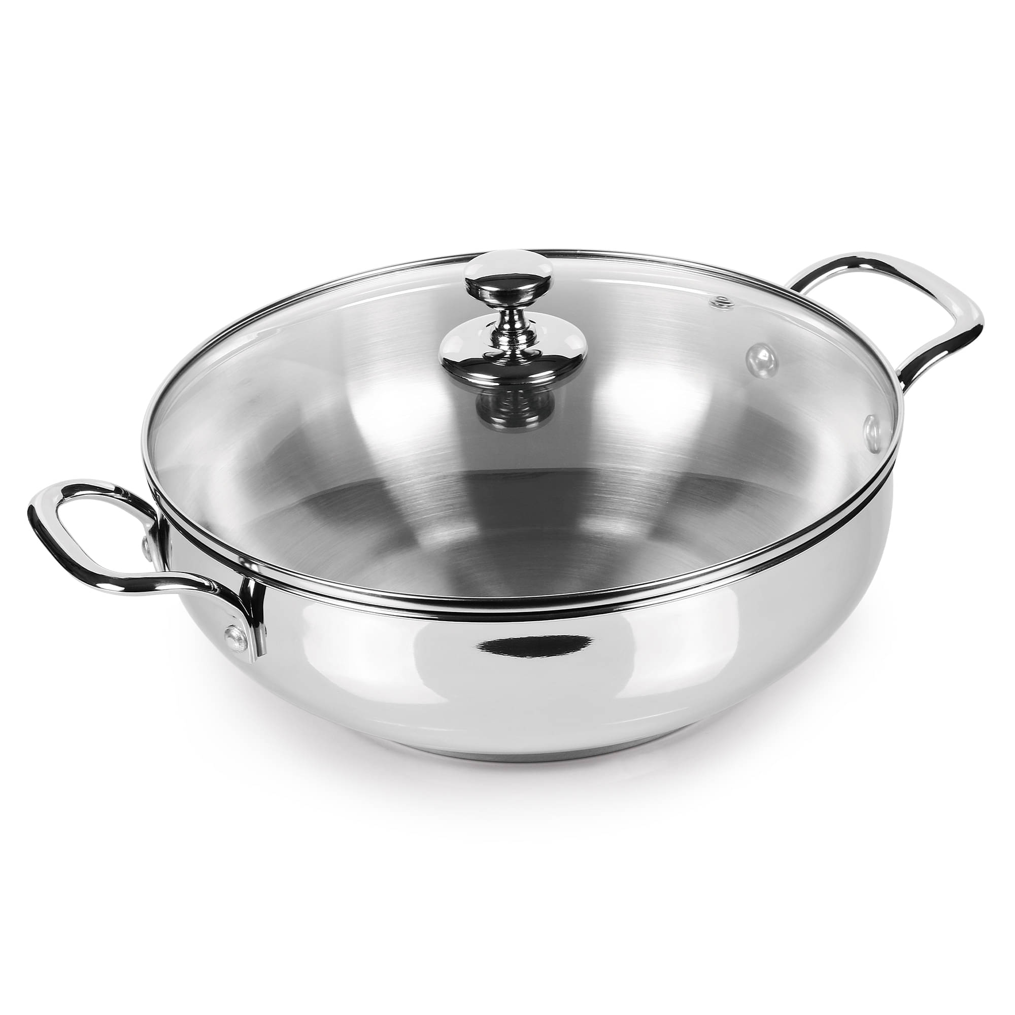 Milton Pro Cook Stainless Steel Sandwich Bottom Kadhai with Glass Lid, 24 cm / 2.71 Litres     			Milton Pro Cook Stainless Steel Sandwich Bottom Kadhai with Glass Lid, 24 cm / 2.71 Litres