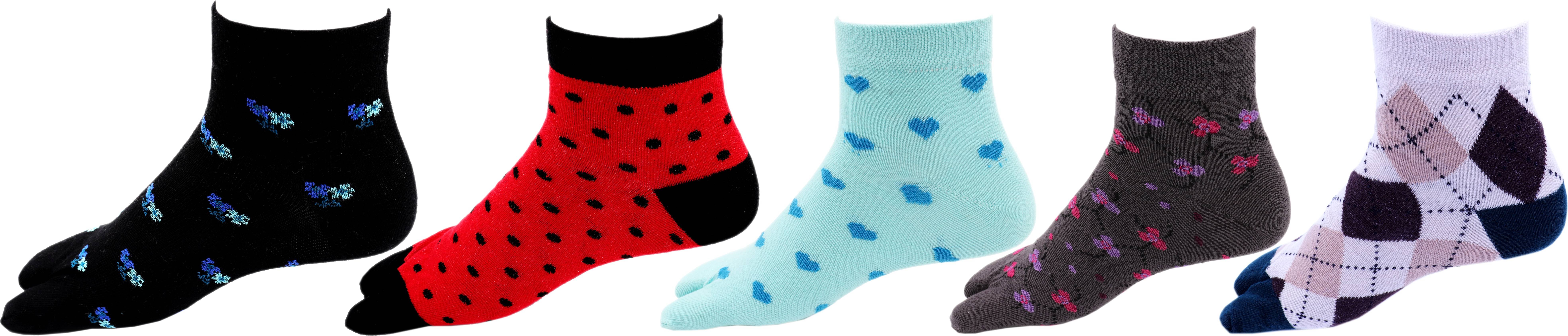 RC. ROYAL CLASS - Multicolor Cotton Women's Thumb Socks ( Pack of 5 ) RC. ROYAL CLASS - Multicolor Cotton Women's Thumb Socks ( Pack of 5 )