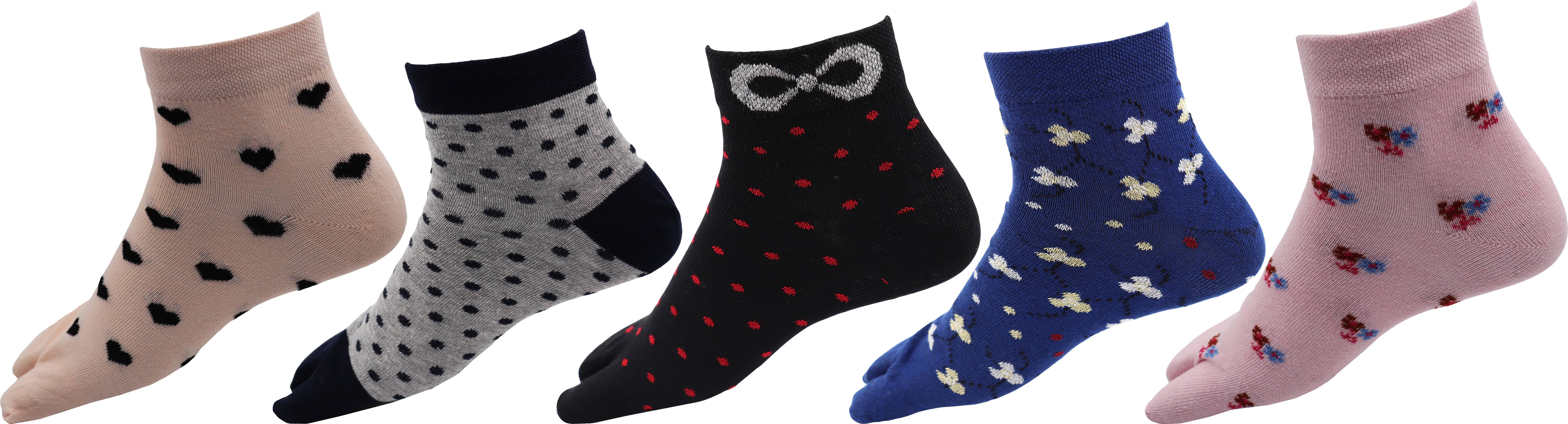 RC. ROYAL CLASS - Multicolor Cotton Women's Thumb Socks ( Pack of 5 ) RC. ROYAL CLASS - Multicolor Cotton Women's Thumb Socks ( Pack of 5 )
