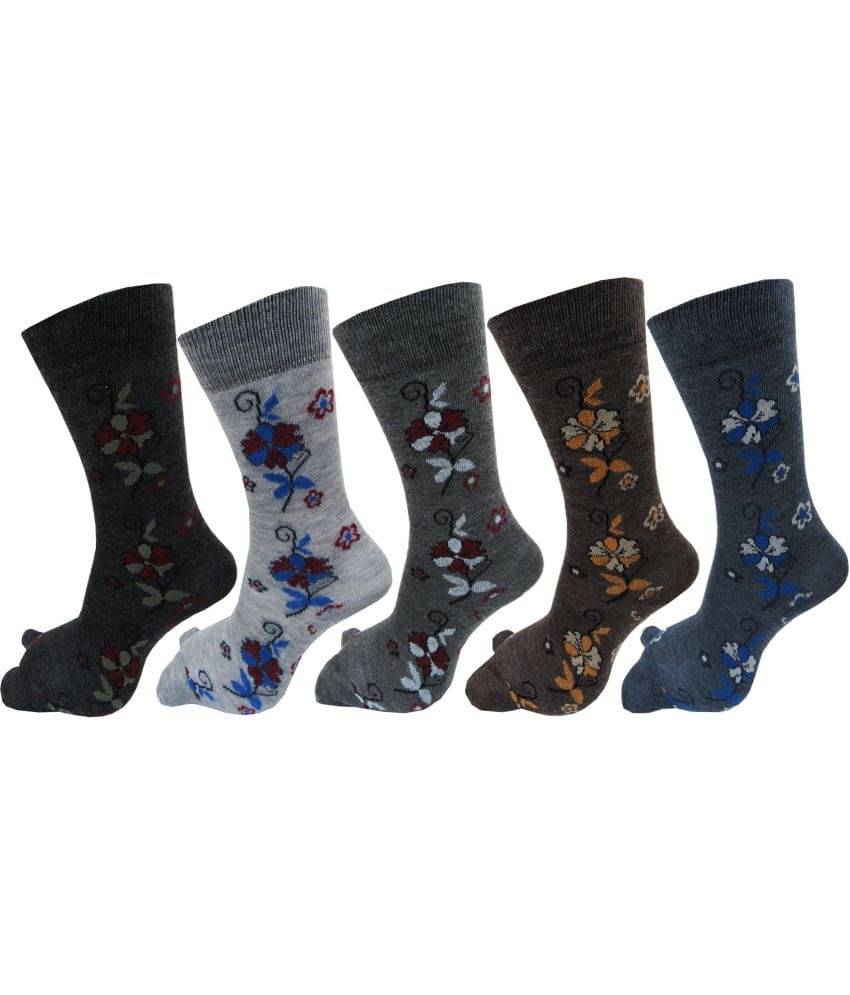     			RC. ROYAL CLASS - Multicolor Woollen Women's Mid Length Socks ( Pack of 5 )