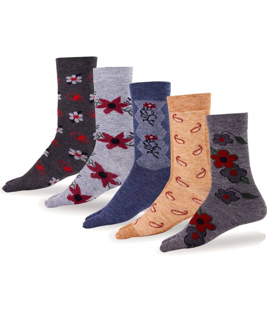 RC. ROYAL CLASS - Multicolor Woollen Women's Mid Length Socks ( Pack of 5 ) RC. ROYAL CLASS - Multicolor Woollen Women's Mid Length Socks ( Pack of 5 )