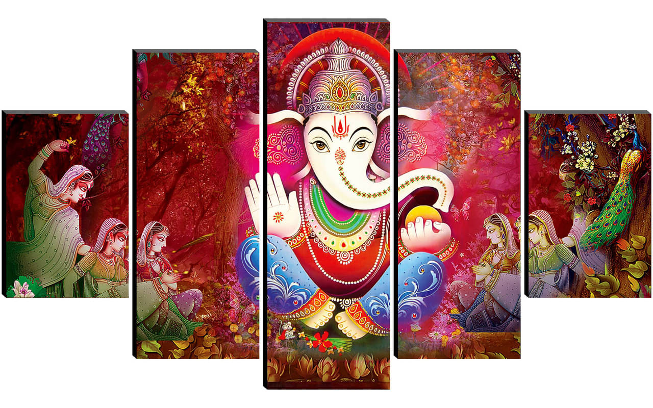     			Saf Lord Ganesh Ji Religious Wall Hanging Framed Painting