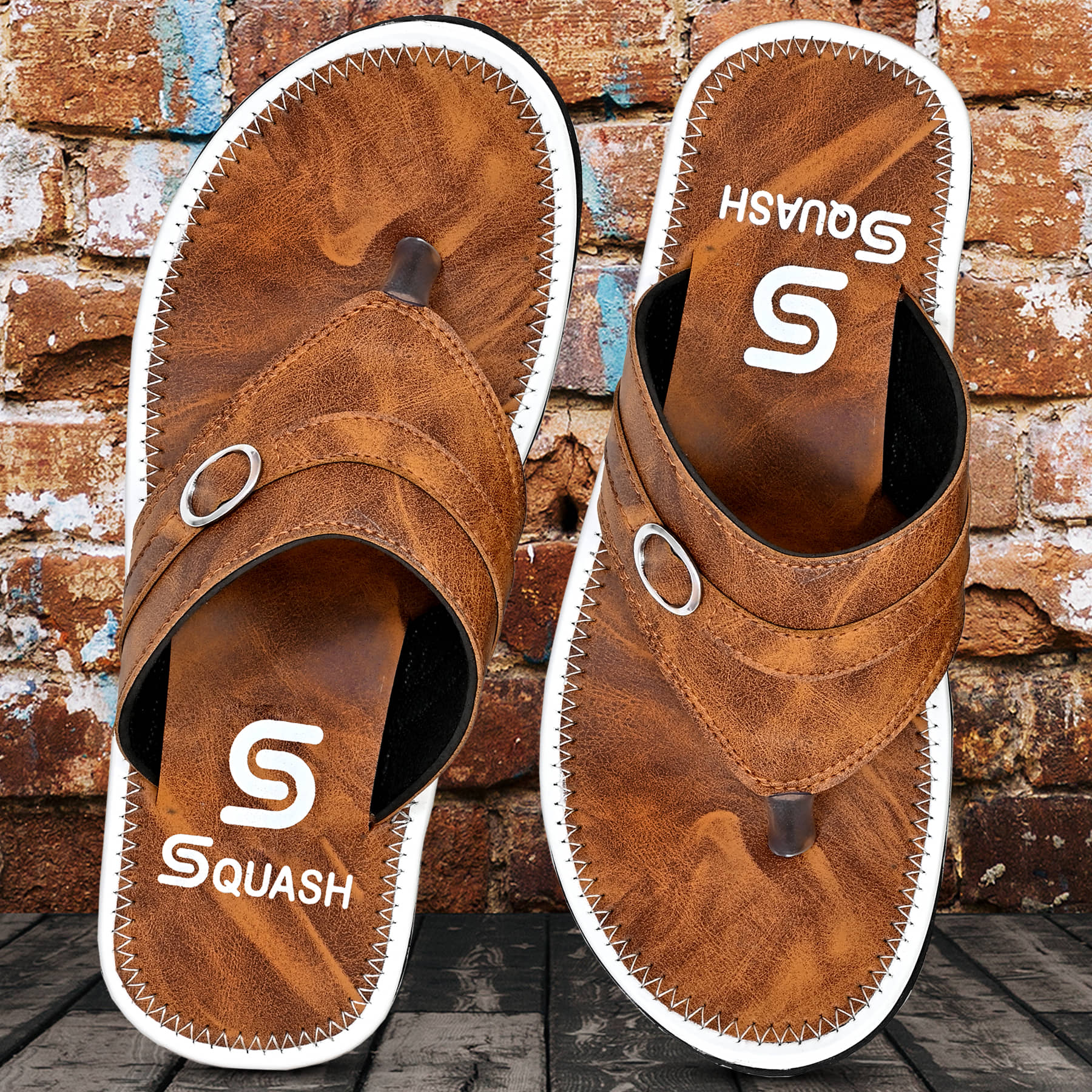 Squash - Tan Men's Thong Flip Flop