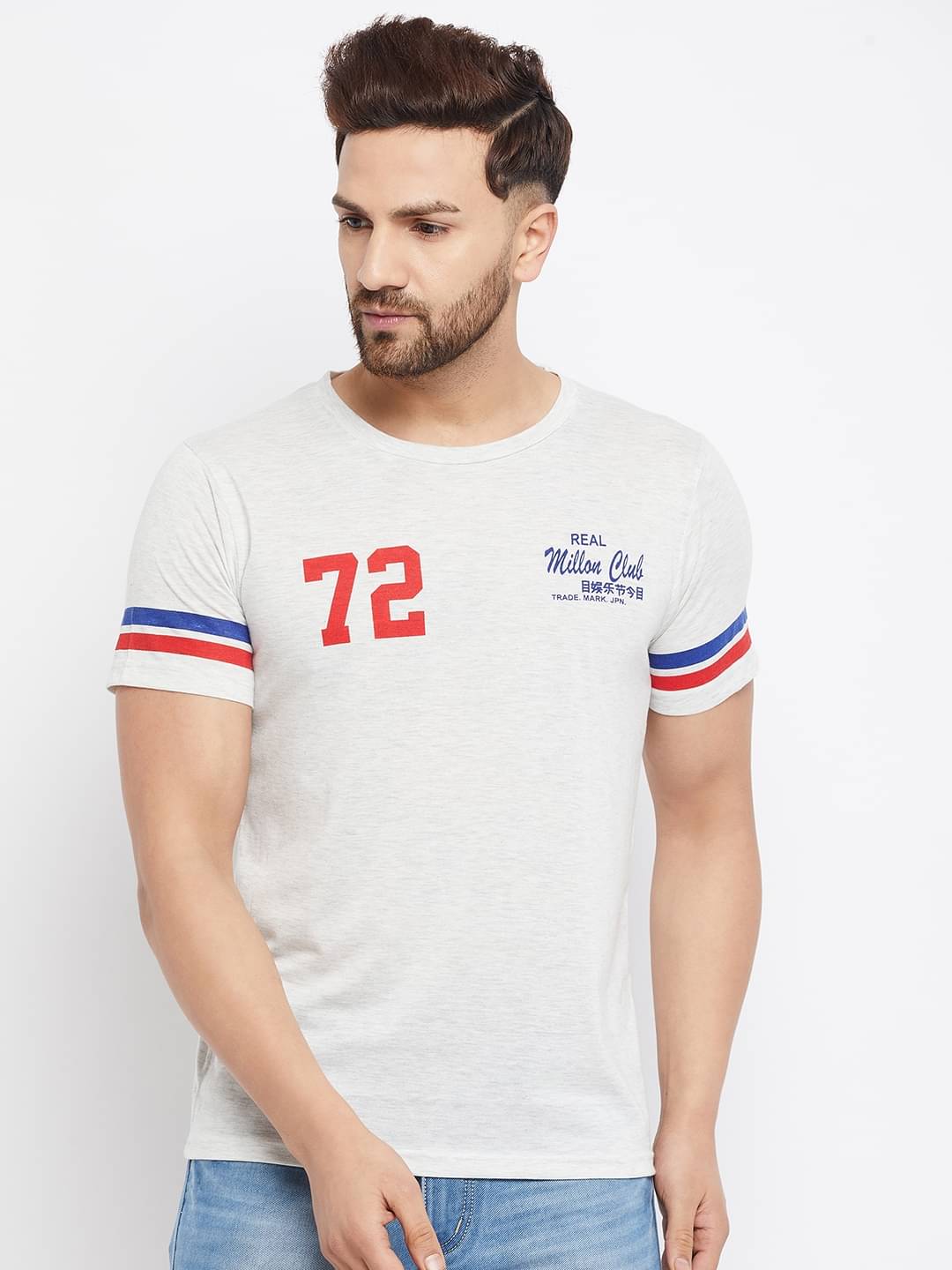 The Million Club Pack of 1 Cotton Blend Regular Fit Men's T-Shirt ( Grey ) The Million Club Pack of 1 Cotton Blend Regular Fit Men's T-Shirt ( Grey )