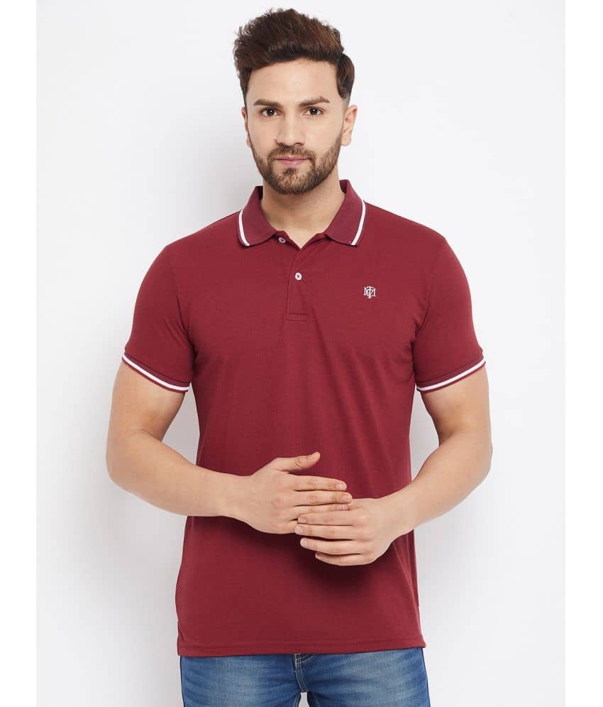 The Million Club Pack of 1 Cotton Blend Regular Fit Solid Half Sleeves Men's Polo T Shirt ( Maroon )
