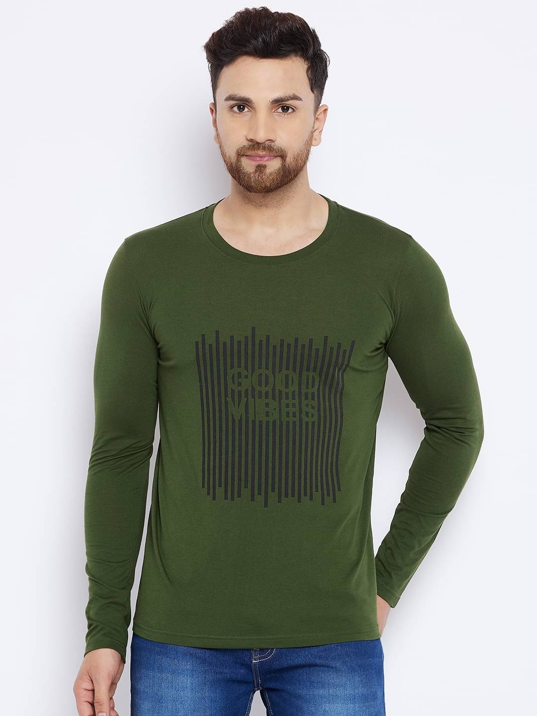 The Million Club Pack of 1 Cotton Blend Regular Fit Men's T-Shirt ( Olive )     			The Million Club Pack of 1 Cotton Blend Regular Fit Men's T-Shirt ( Olive )