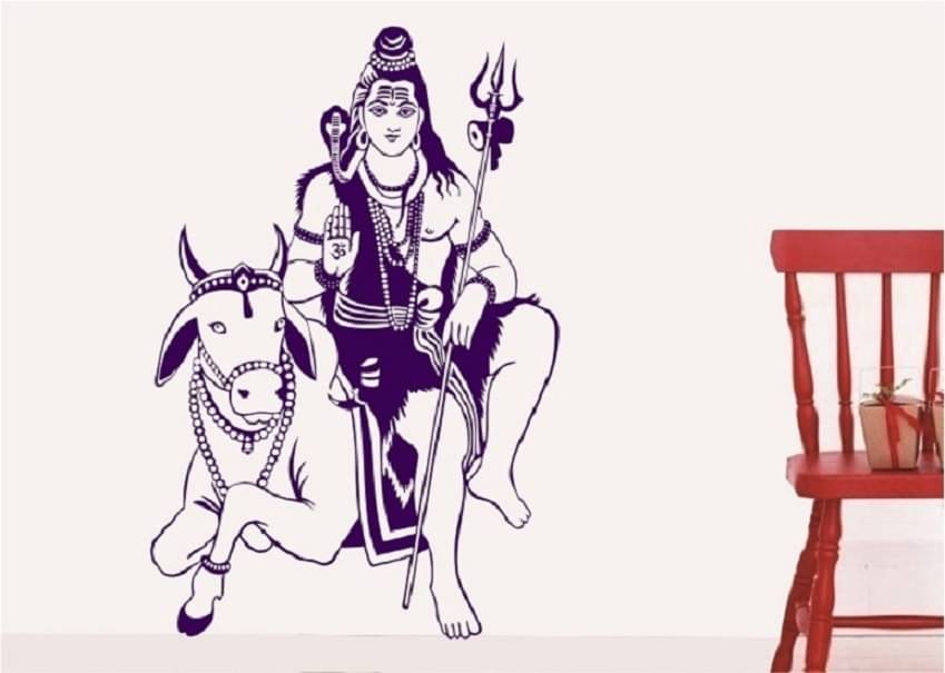     			Asmi Collection God Shiva with Nandi Blue Wall Sticker ( 90 x 60 cms )