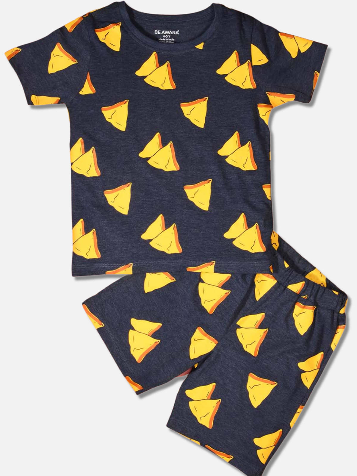     			Be Awara Pack of 1 Unisex for Baby Cotton T-Shirt & Shorts ( Navy Blue )