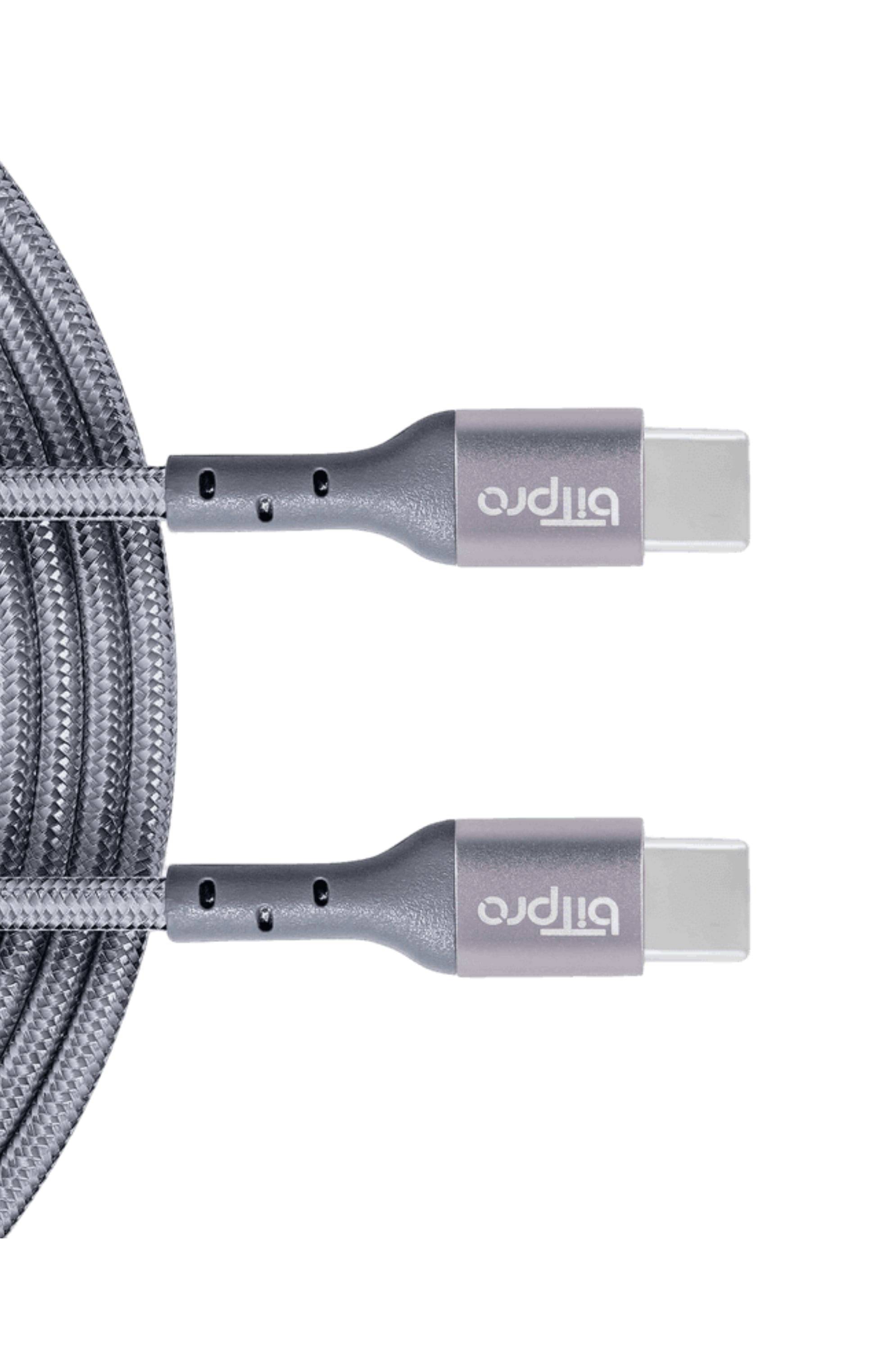     			Bitpro 1m Data Cables Type C to Type C Nylon Braided Cable - Gray