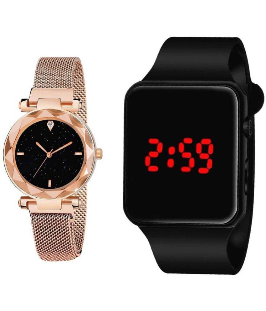     			DECLASSE - Black PU Analog-Digital Couple's Watch