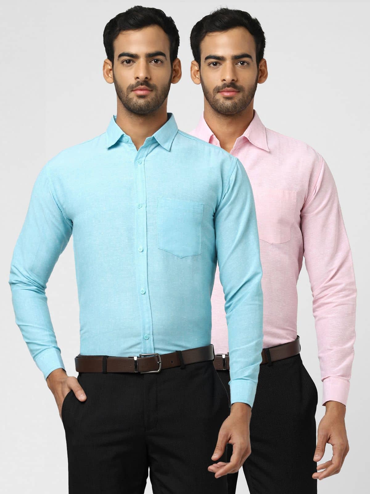 DESHBANDHU DBK - Multicolor Cotton Regular Fit Men's Formal Shirt (Pack of 2)