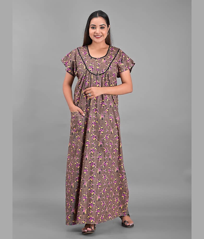 Apratim - Brown Cotton Women's Nightwear Nighty & Night Gowns ( Pack of 1 ) - Nightwear & Loungewear | Buy online on ZillyBuy