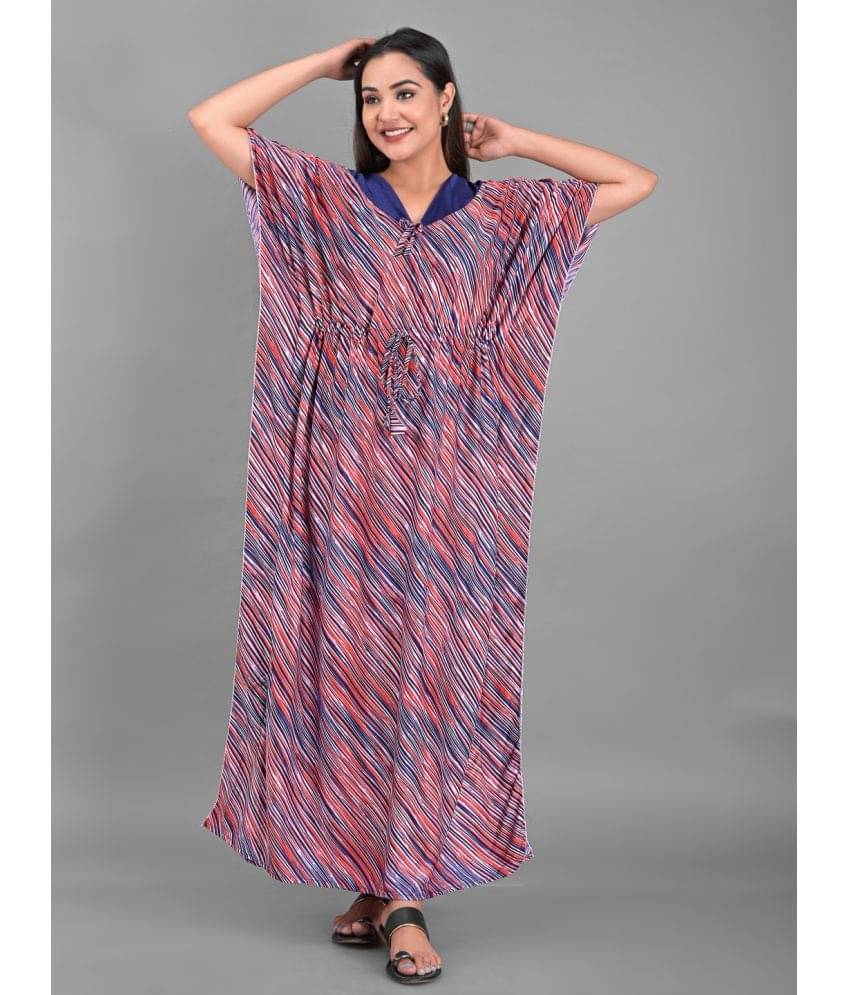 Apratim - Multi Color Satin Women's Nightwear Kaftan Night Dress ( Pack of 1 )     			Apratim - Multi Color Satin Women's Nightwear Kaftan Night Dress ( Pack of 1 )