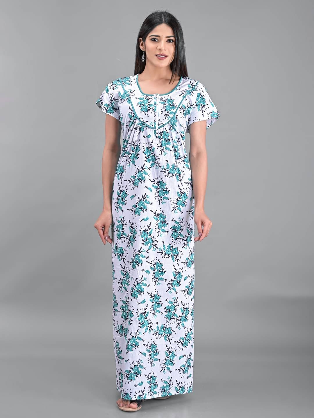     			Apratim - White Cotton Women's Nightwear Nighty & Night Gowns ( Pack of 1 )