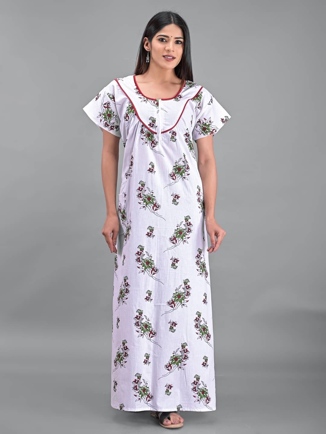     			Apratim - White Cotton Women's Nightwear Nighty & Night Gowns ( Pack of 1 )