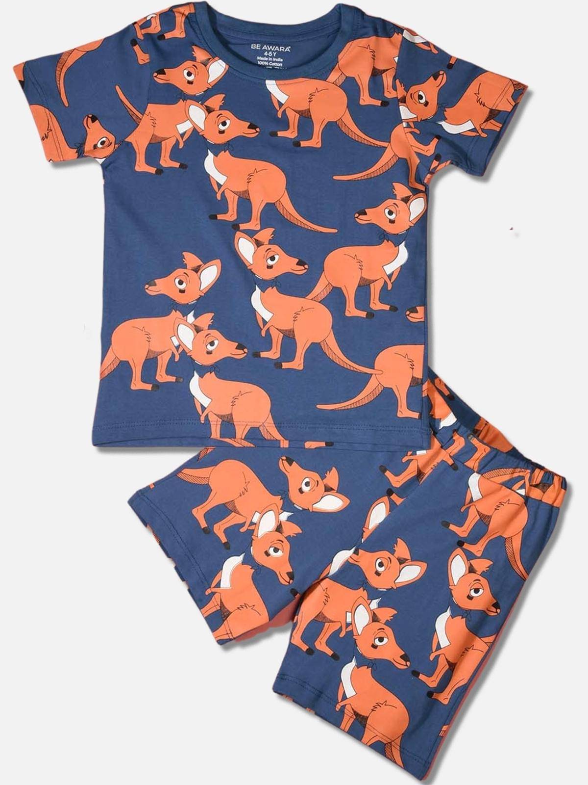     			Be Awara Pack of 1 Boys Cotton T-Shirt & Shorts Set ( Navy Blue )