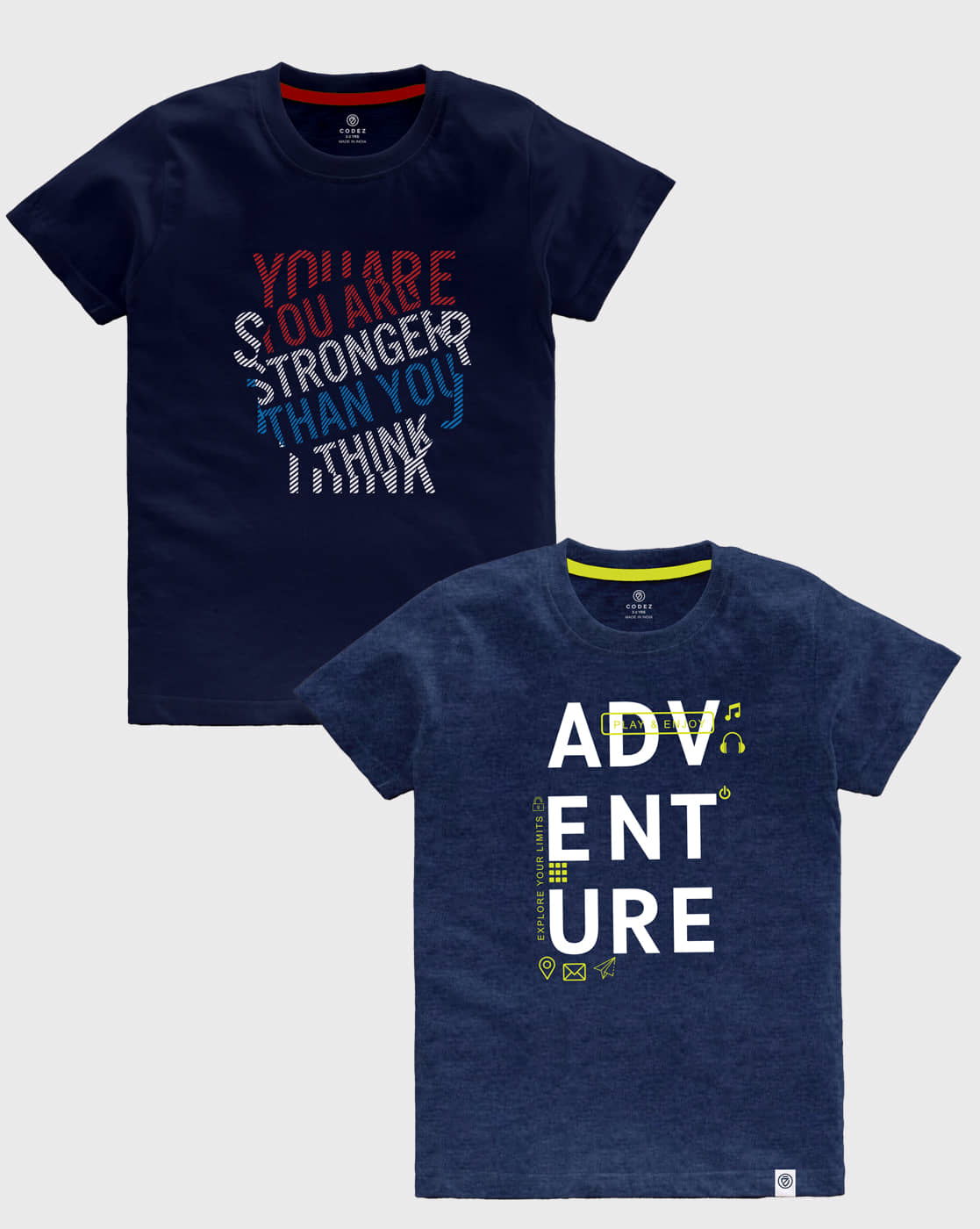 CODEZ Pack of 2 Boys Cotton T-Shirt ( Multicolor )