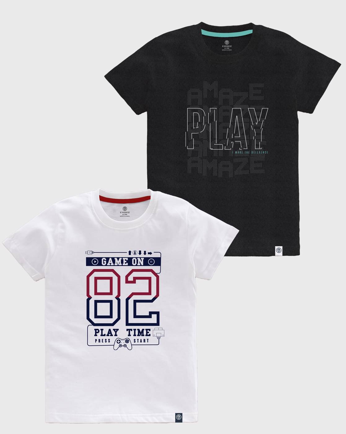     			CODEZ Pack of 2 Boys Cotton T-Shirt ( Multicolor )