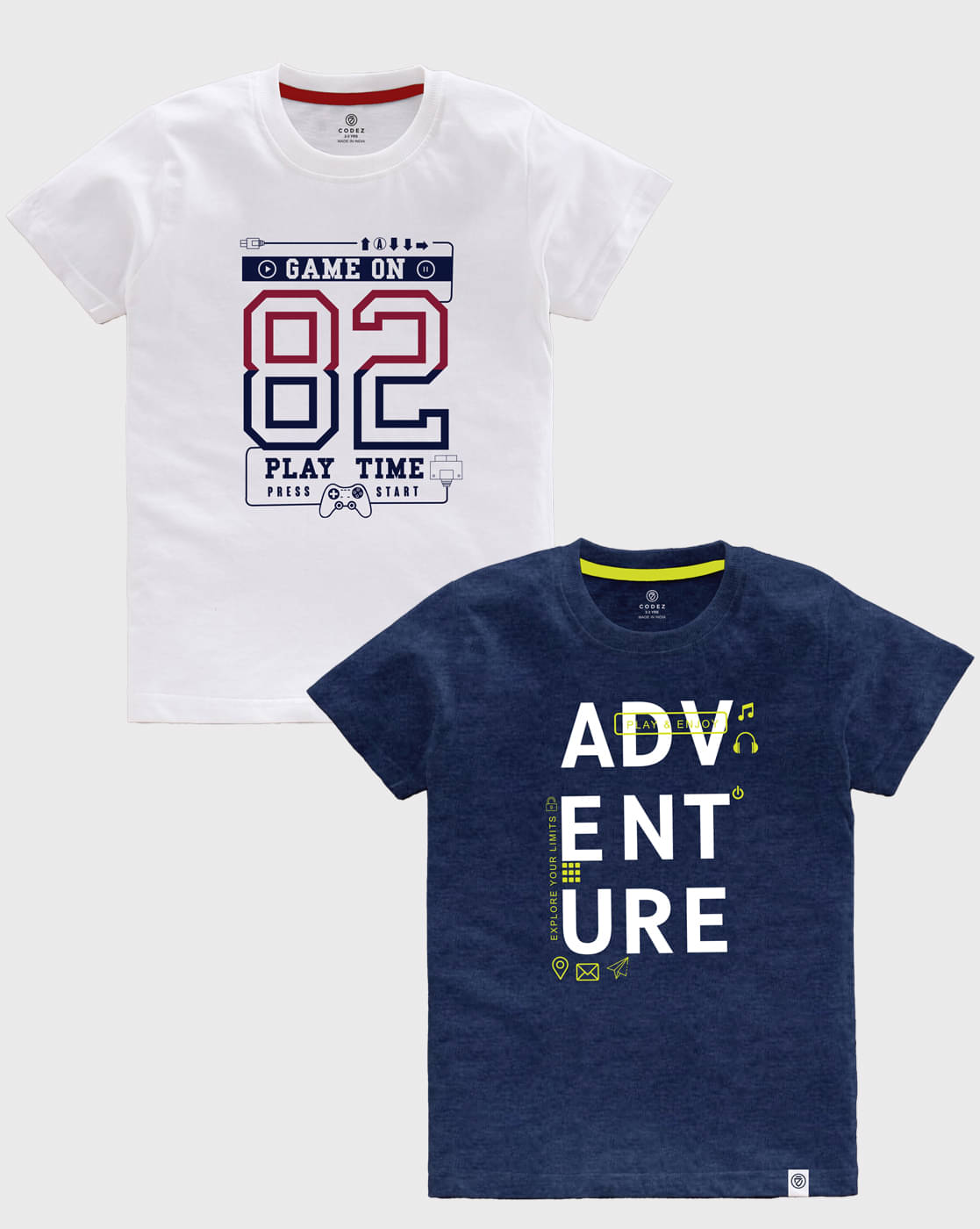     			CODEZ Pack of 2 Boys Cotton T-Shirt ( Multicolor )