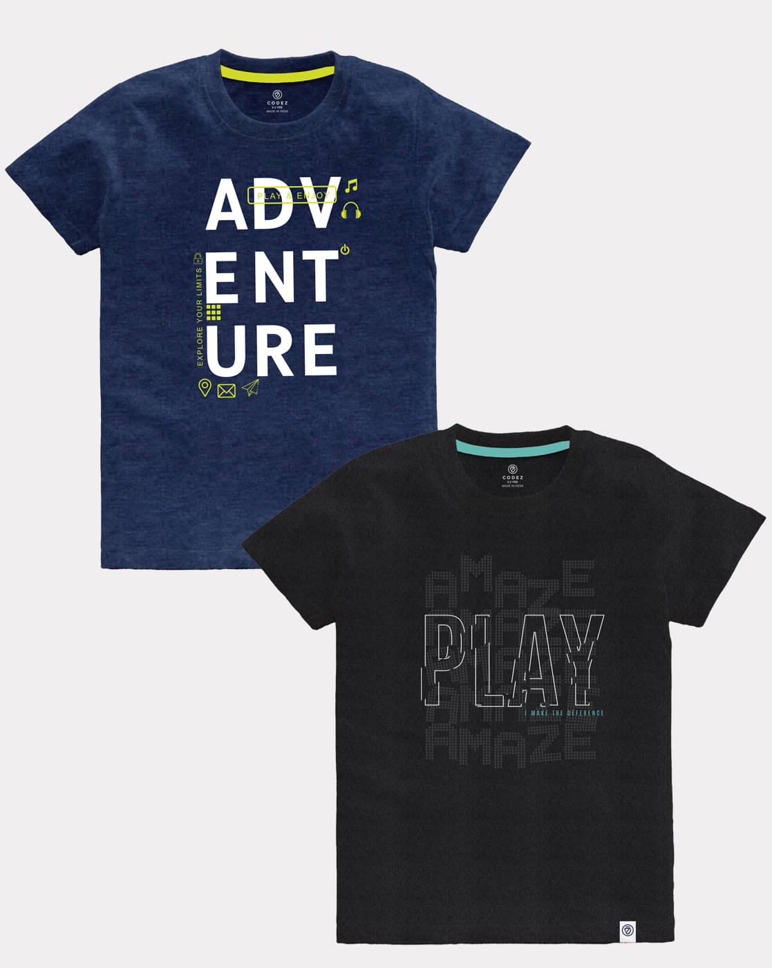     			CODEZ Pack of 2 Boys Cotton T-Shirt ( Multicolor )