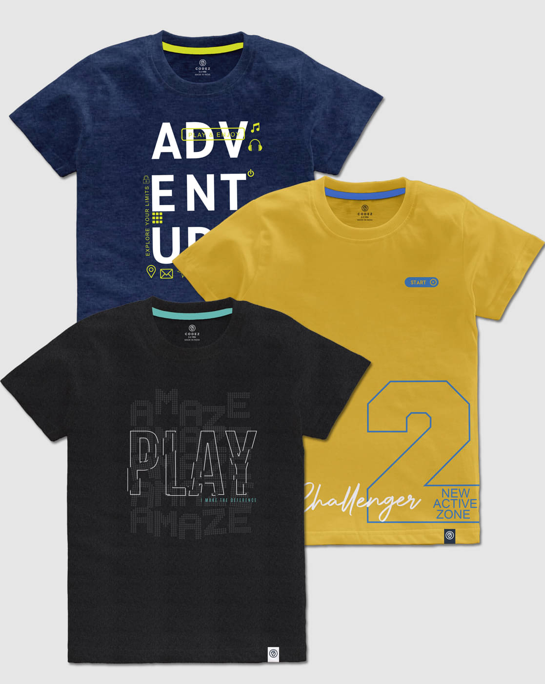     			CODEZ Pack of 1 Boys Cotton T-Shirt ( Multicolor2 )