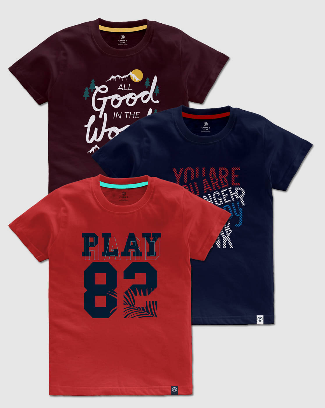     			CODEZ Pack of 3 Boys Cotton Polo T-Shirt ( Multicolor )