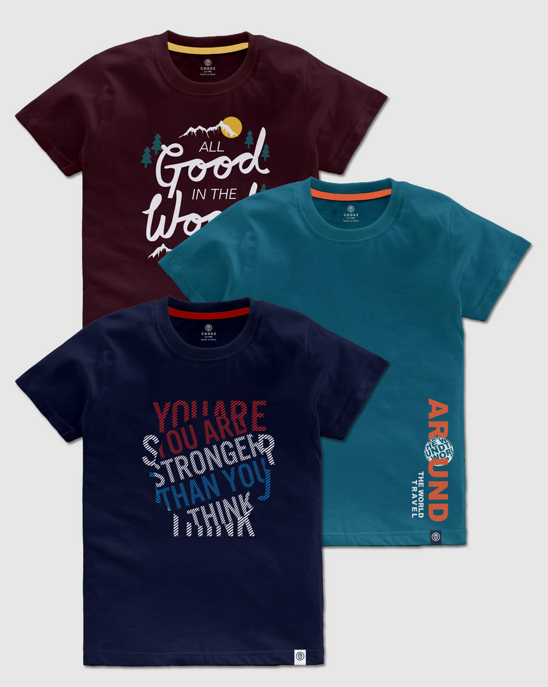     			CODEZ Pack of 1 Boys Cotton T-Shirt ( Multicolor1 )