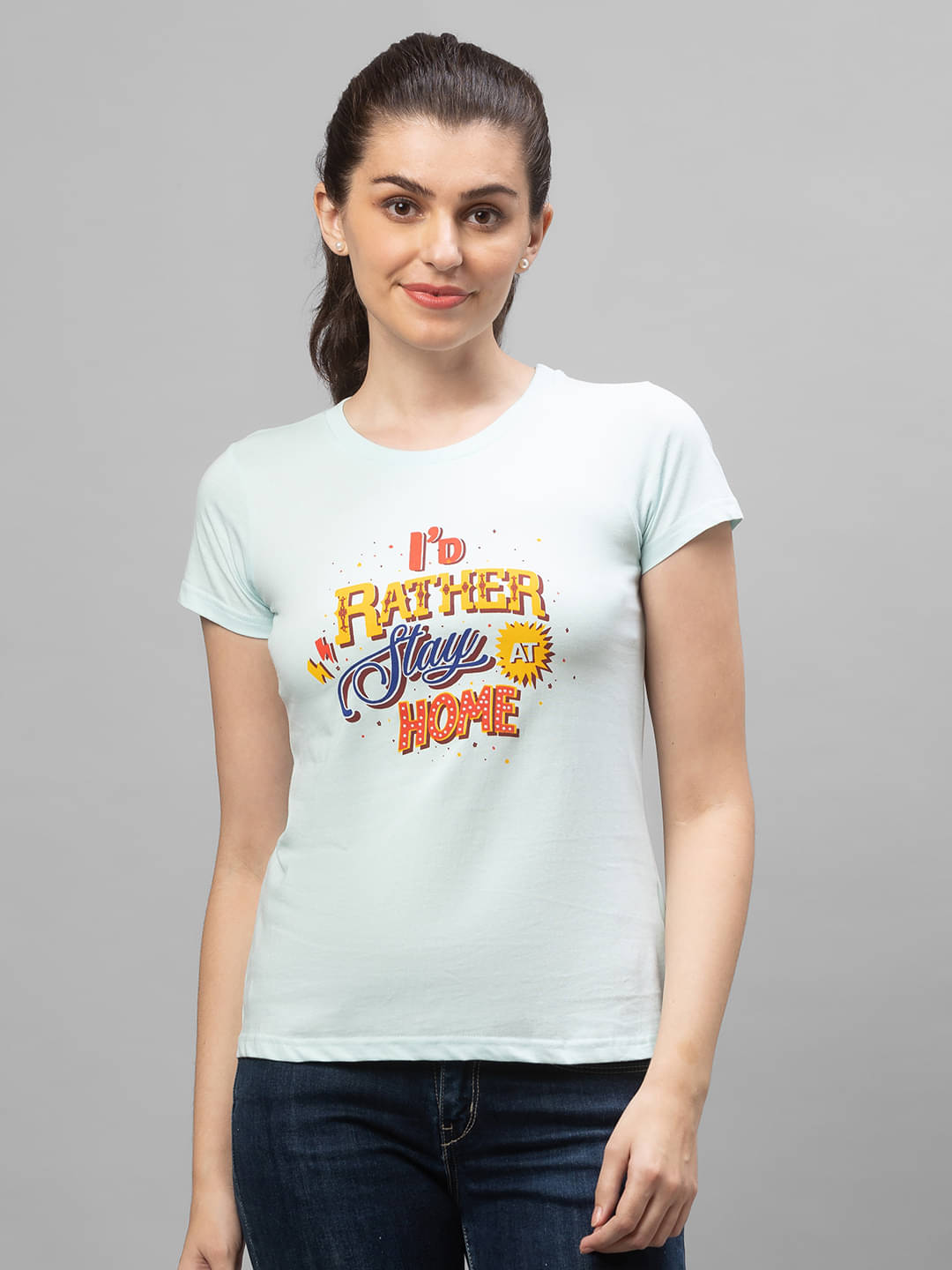    			Globus - Blue Cotton Regular Fit Women's T-Shirt ( Pack of 1 )