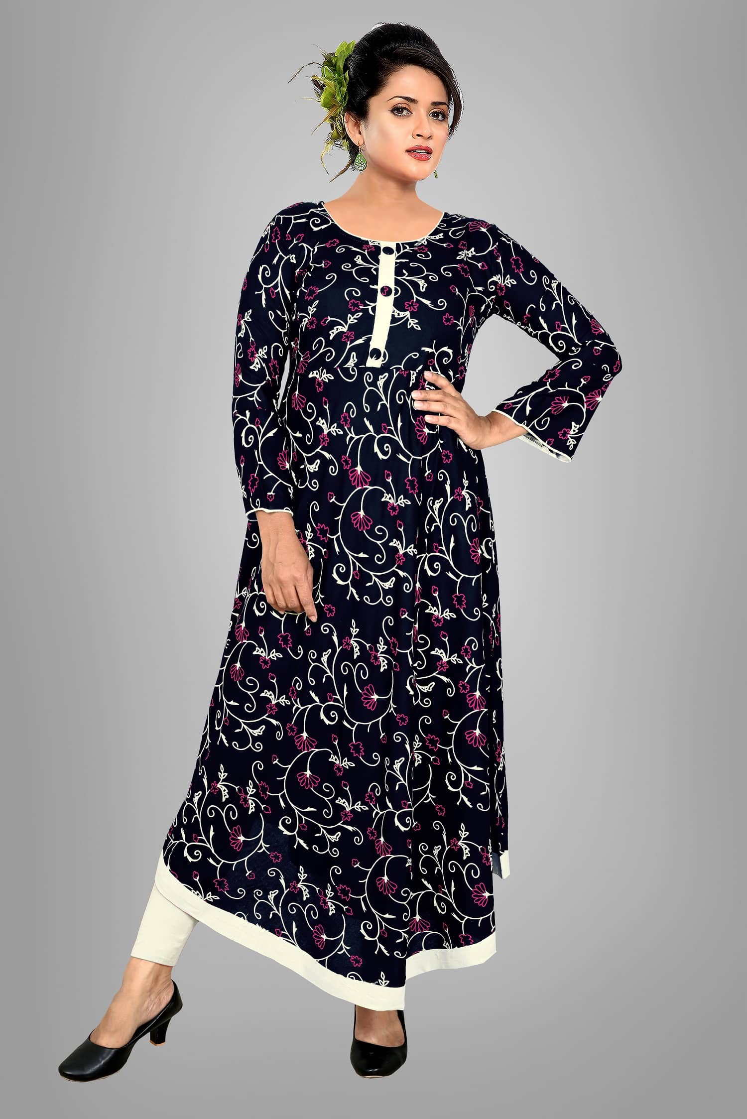 HAYA - Black Rayon Women's Asymmetrical Kurti ( Pack of 1 ) - Kurtis, Tunics | Buy online on ZillyBuy