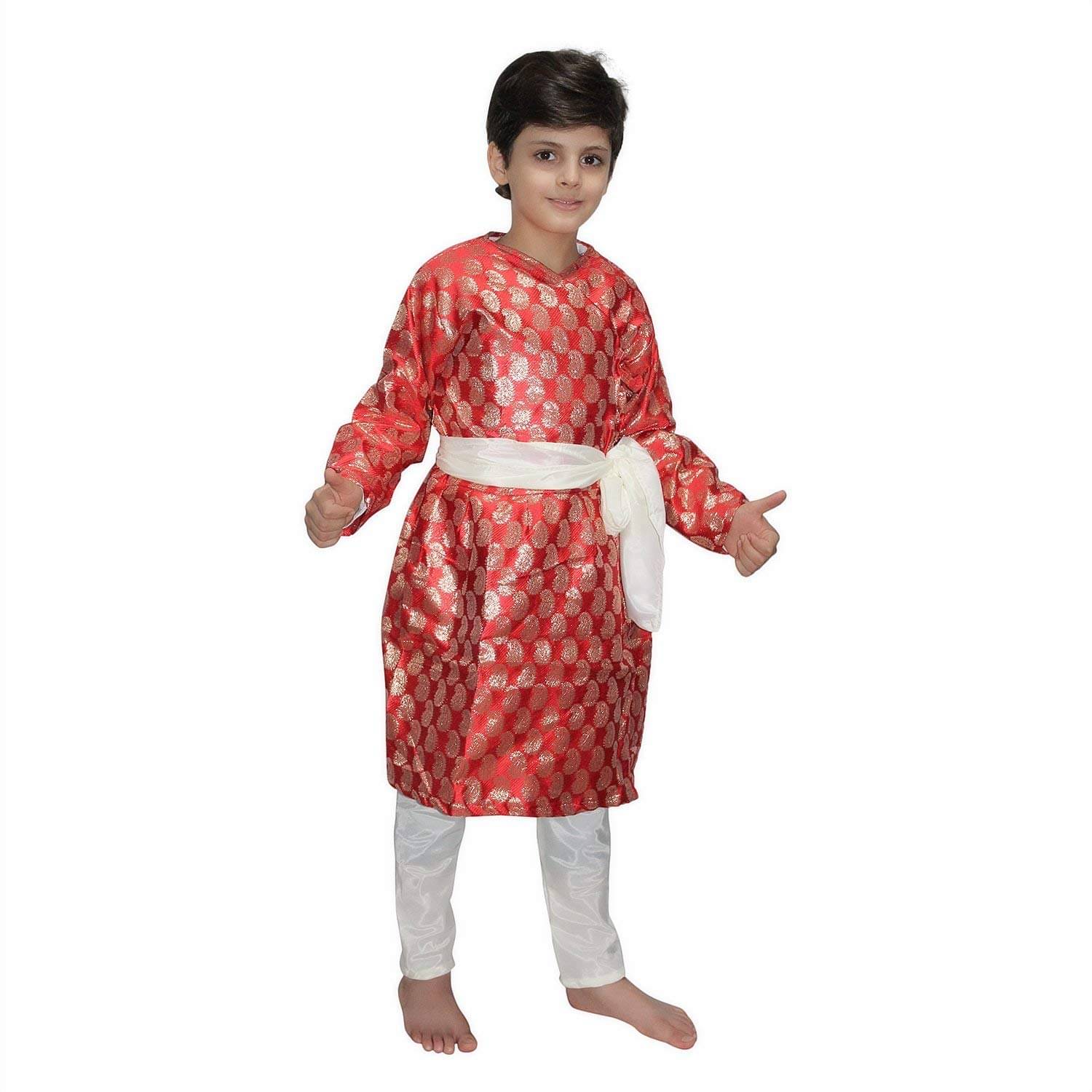     			Kaku Fancy Dresses Indian State Gujarati Dance Costume for Kids Navratri /Garba Dance Costume For Boys - Red, 10-12 Years