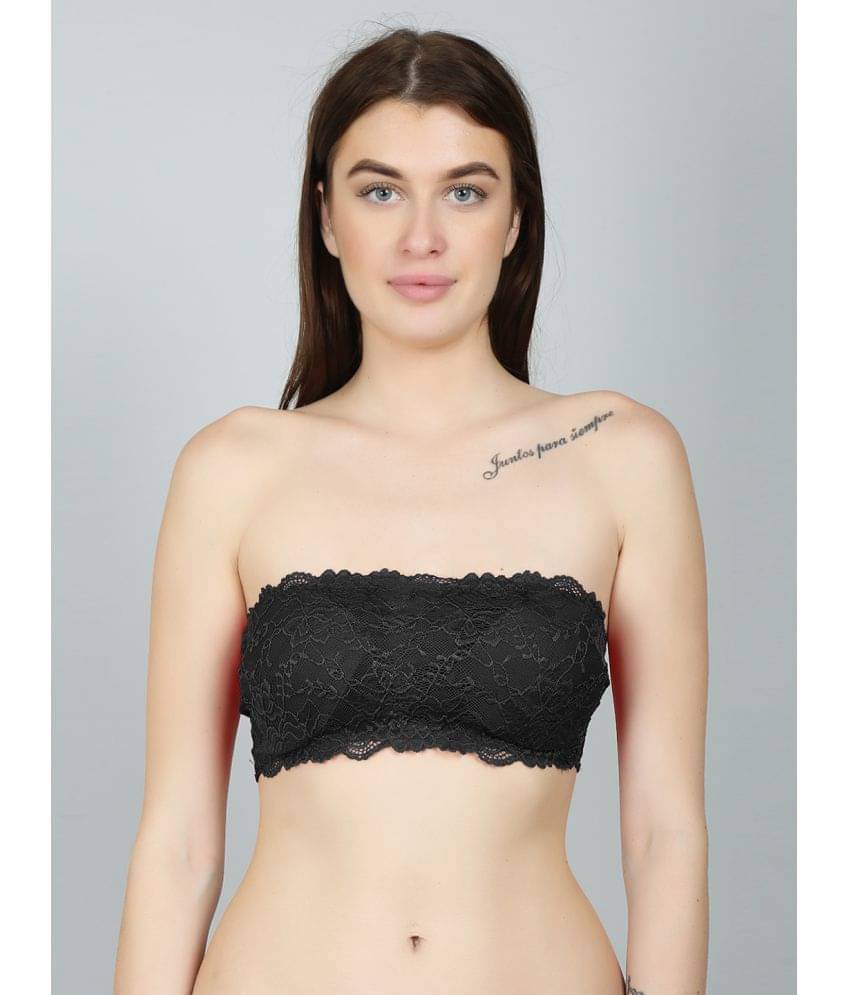     			N-Gal Nylon Removable Padding Women's Strapless Bra ( Black )